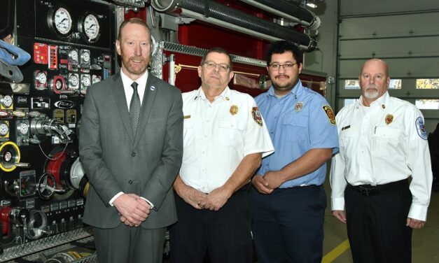 President Patterson presents check to local fire companies