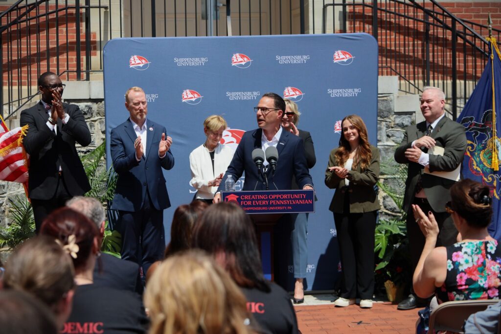 Governor Shapiro speaking at ceremonial speaking at Shippensburg University